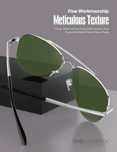 Miniatura 23 de LUENX, Aviator - Gafas de sol polarizadas, para hombres y mujeres, protección UV 400, con funda 60MM