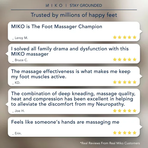 Miniatura 7 de MIKO máquina masajeadora de pies con amasado profundo, compresión, Shiatsu y calor para fascitis plantar, neuropatía - Se adapta hasta talla 12