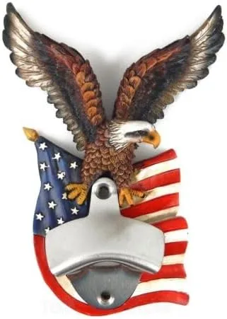 Abrebotellas de cerveza con bandera americana águila montado en la pared patriótica cocina bar decoración -26kopi