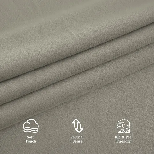 Miniatura 5 de RYB HOME Cortinas de terciopelo 100% opacas para sala de estar, cortinas de guardería con bloqueo de luz, 2 paneles, cortinas de ventana con Beige