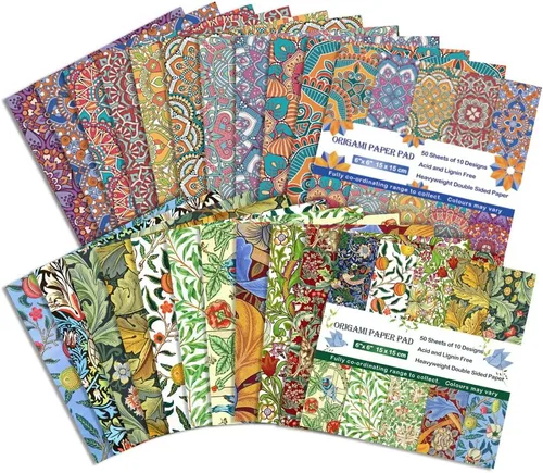 Miniatura 3 de Kit de papel para Origami, doble cara, 100 hojas, 20 colores, 6 pulgadas, cuadrado japonés Chiyo, fácil de doblar, para manualidades, bricolaje