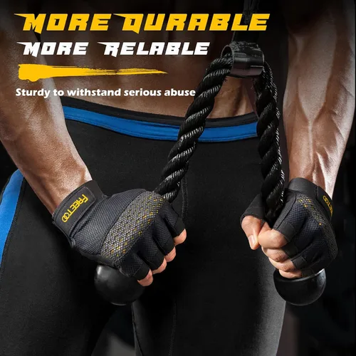 Miniatura 5 de FREETOO - Guantes de entrenamiento para hombres, guantes para levantamiento de pesas con protección completa de la palma, ultra ventilados
