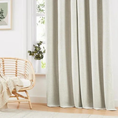 Miniatura 5 de Anpark Cortinas 100% opacas para dormitorio, cortina opaca de lino estilo granja de 84 pulgadas de largo, juego de 2 paneles, cortinas de ventana