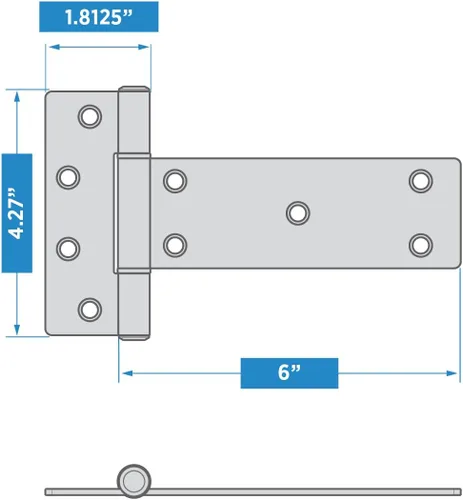 Miniatura 6 de National Hardware N166-035 Bisagras industriales para puerta en T de 6 pulgadas, paquete de 2 unidades de capacidad de 48 libras por bisagra