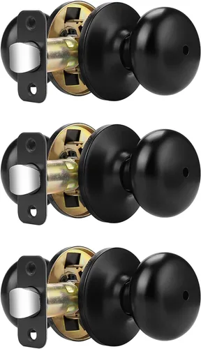 Miniatura 12 de Probrico - Perillas de privacidad para puerta de baño/dormitorio, perilla interior de bronce aceitado sin llave, perilla de puerta con bloqueo sin