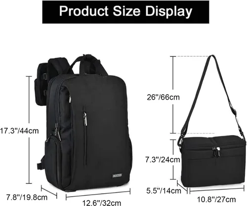 Miniatura 6 de CADeN Mochila para cámara DSLR, impermeable, antirrobo, con compartimento para laptop de 15.6 pulgadas, puerto de carga USB, soporte para trípode