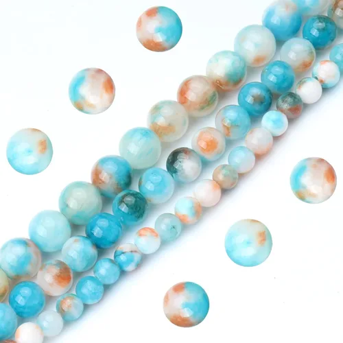 Miniatura 2 de 45 cuentas de jade persa colorido azul natural de 0.315 pulgadas (0.315 in) con cristal curativo energético, cuentas redondas de piedra sueltas