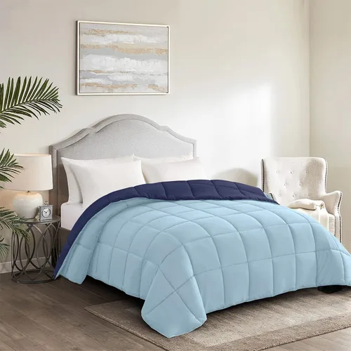 Miniatura 3 de Homelike Moment Edredón tamaño King - Relleno de edredón azul alternativo de plumón para cama King, edredón ligero, ropa de cama acolchada, suave