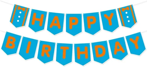Decoración de cumpleaños pre-encordada con texto en inglés «Happy Birthday» de color azul y naranja, decoración de fiesta para cumpleaños, baby