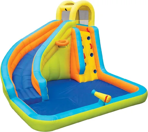 Miniatura 10 de Banzai Parque acuático inflable de Plummet Falls con tobogán acuático, rociador y pared de escalada