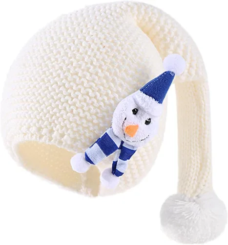 Miniatura 6 de Kayotuas Gorro de punto de Navidad para niños, bebé, pan de jengibre, lindo pompón, sombreros de dibujos animados, suministros de fiesta de Navidad