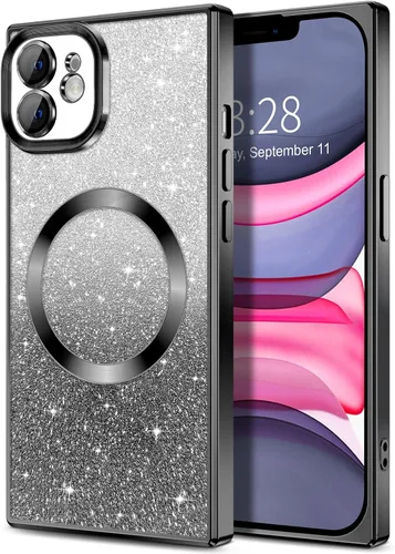 Miniatura 62 de Hython Funda para iPhone 13 Pro transparente con purpurina magnética [compatible con MagSafe] Protector completo de lente de cámara delgado