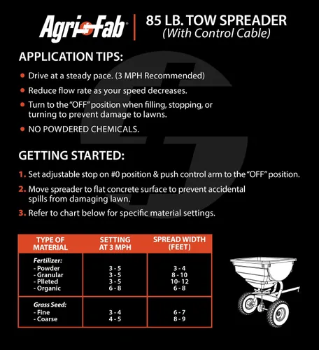 Miniatura 10 de Agri-Fab 45-0530-131, 85 lb. Esparcidor de transmisión de remolque, negro/naranja