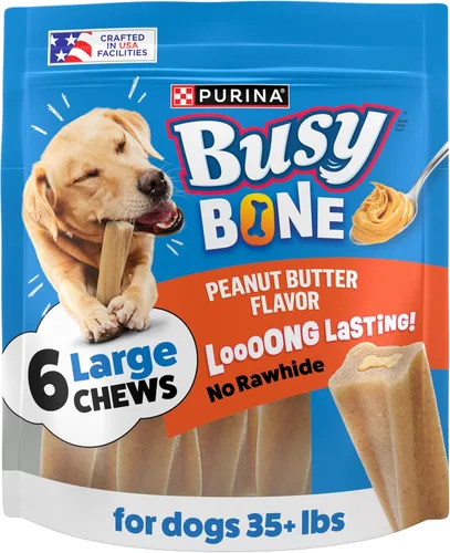 Purina Busy Bone - Golosinas masticables para perros adultos, mantequilla de maní, bolsa de 6 unidades