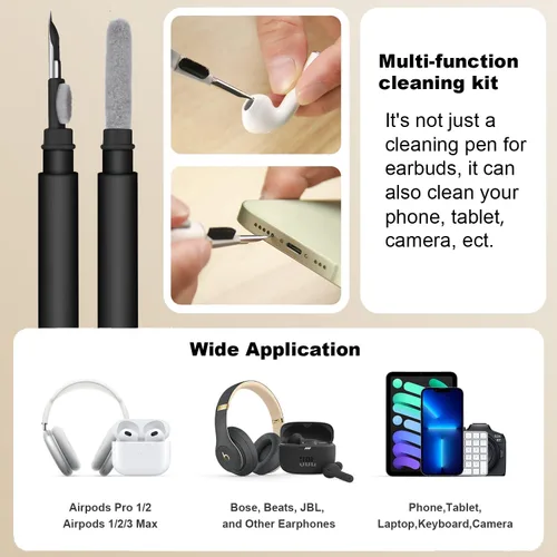 Miniatura 6 de LOPIE Funda compatible con AirPods 3 (lanzado en 2021), funda de cuero vegano estilo fibra de carbono con kit de clip y limpiador, funda protectora