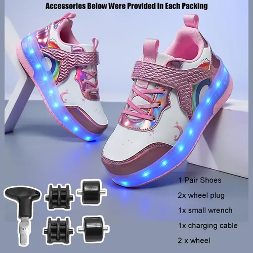 Miniatura 5 de Zapatos con ruedas para niños y niñas, patines, zapatillas deportivas con luz LED recargable para principiantes, el mejor regalo