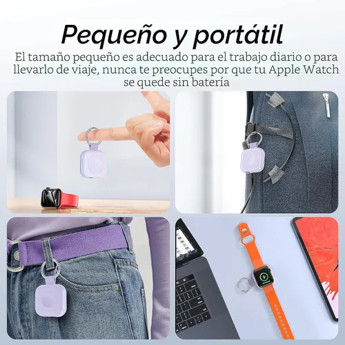 Miniatura 7 de Cargador de viaje portátil para Apple Watch Series 8, cargador inalámbrico para iWatch de 1200 mAh con cable de carga, llavero de bolso, cargadores