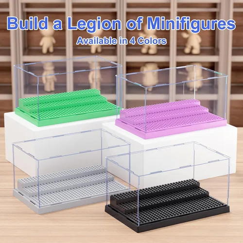Miniatura 6 de Mlikero Vitrina para Minifiguras, Figuras de Acción y Bloques, Caja de Exhibición de Minifigura Extraíble para Almacenamiento de Colección de gris