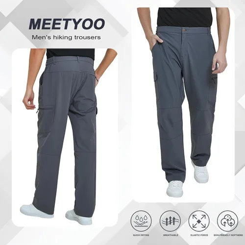 Miniatura 2 de MEETYOO Pantalones cargo de senderismo para hombre, impermeables, tácticos, ligeros, elásticos, para acampar