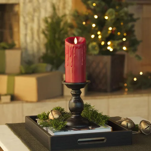 Miniatura 2 de Luminara - Vela LED sin llama con goteo de cera, burdeos 3.4" x 4.5", función de temporizador, pila de cera real, funciona con batería, sin perfume