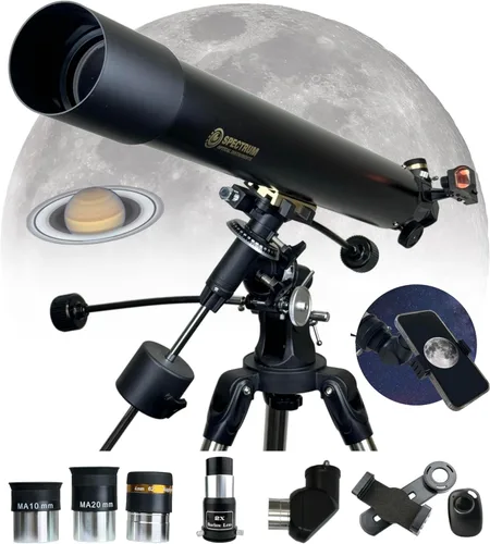 Miniatura 14 de Telescopio SpectrumOI para niños y adultos, regalo de astronomía, refractor de apertura de 2.362 in con bolsa de transporte y soporte para teléfono