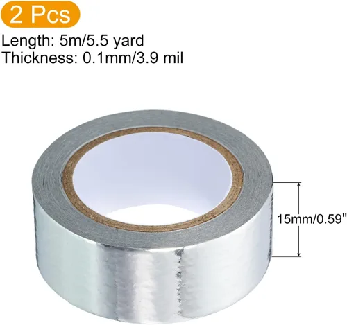 Miniatura 2 de PATIKIL Cinta Washi metálica de 0.591 in x 16.4 ft, 2 rollos de adhesivo autoadhesivo para decoración de manualidades, color plateado Plata