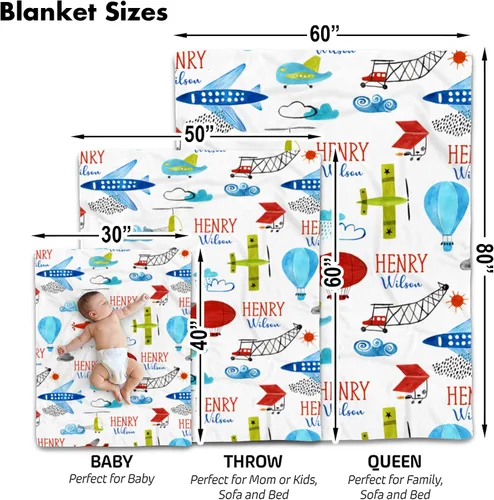 Miniatura 2 de Manta de bebé de avión personalizada, manta de bebé con nombre, manta de bebé con nombre, manta de bebé niño, manta de bebé con monograma, manta
