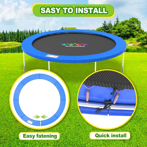 Miniatura 5 de Almohadilla para Trampolín, 10ft 12ft 14ft 15ft 16ft Almohadilla de Seguridad de Repuesto para Trampolín, Impermeable y Resistente al Desgarro Azul