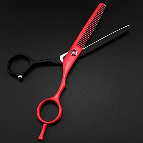 Miniatura 4 de MAYiT Tijeras de corte de pelo, 5.5 pulgadas profesional rojo piano, tijeras de corte y adelgazamiento, juego de tijeras de peluquería de peluquería