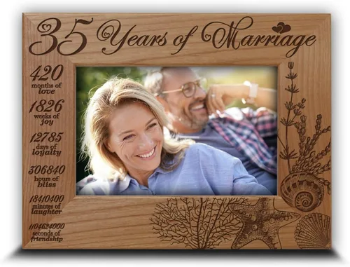 BELLA BUSTA - 35 años de matrimonio: el coral tradicional simboliza el 35 aniversario de boda para esposa, marido, pareja, padres - Marco de fotos