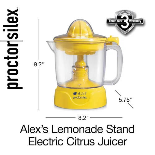 Miniatura 8 de Proctor Silex Alex's Lemonade Stand Exprimidor eléctrico de cítricos, jarra grande de 34 onzas, activada a presión, para limones, limas y naranjas