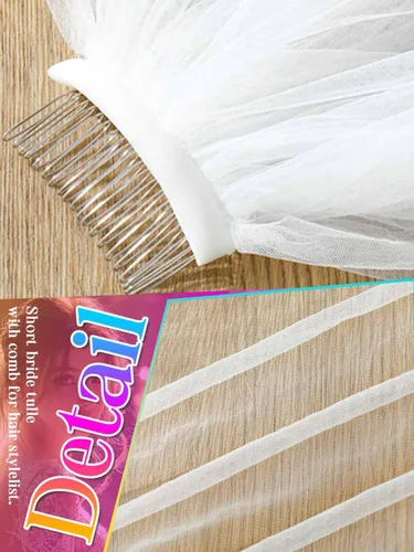 Miniatura 3 de EASEDAILY Velo de novia de 118 pulgadas de largo, velo de novia de longitud catedral, 1 lazo de velo de tul para novia, velo capilla con peine