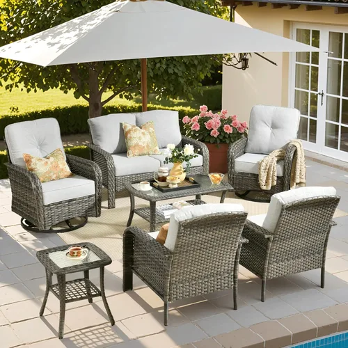 Miniatura 41 de ovios Juego de 2 piezas de muebles para patio, sillas de mimbre para exteriores de 2, sillas de ratán de respaldo alto para todo tipo de clima de 2