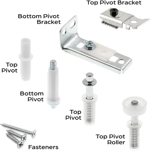 Miniatura 2 de Prime-Line N 7534 Kit de reparación de herrajes para puertas plegables, incluye soportes superior e inferior, pivotes superior e inferior y rueda