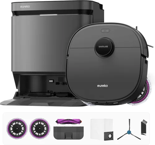 Eureka J15 Pro Ultra Robot - Aspirador y fregona con base autovaciada, 16,200 Pa de succión, diseño de mopa con brazo flexible, lavado con agua