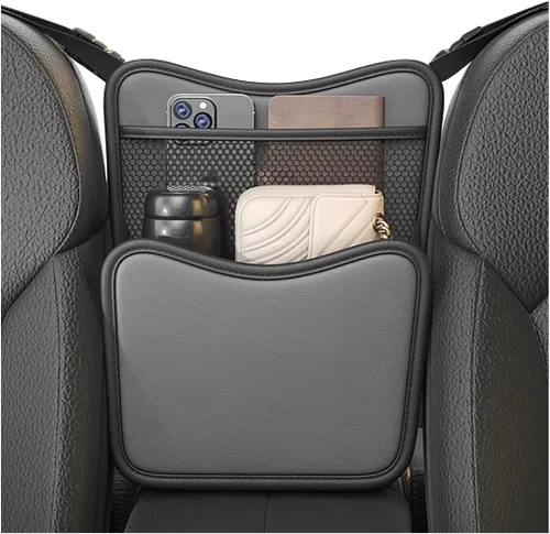 Miniatura 7 de Organizador de Coche para Almacenamiento Entre Asientos, Bolsa de Almacenamiento para Asiento Delantero de Cuero Nappa con Soporte para Pañuelos