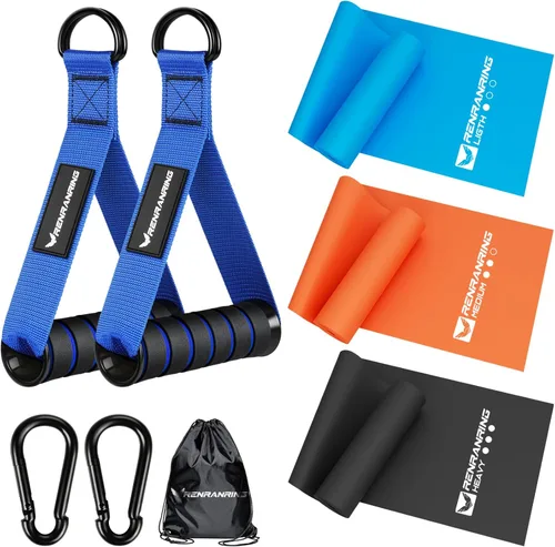 RENRANRING Bandas de resistencia y asas de ejercicio, bandas de ejercicio de 5.9 pies para terapia física, estiramiento, recuperación, pilates,