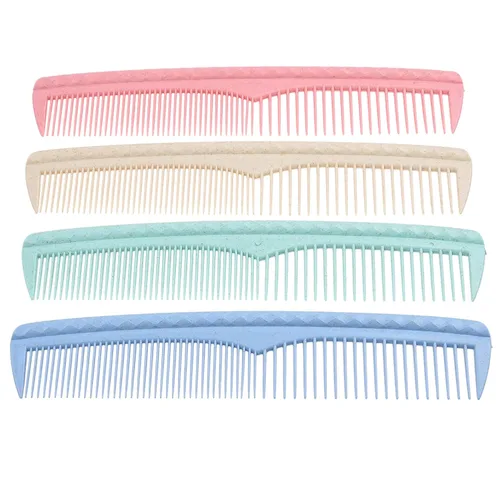 Kare & Kind Juego de peines para el cabello, 4 peines de plástico duraderos (7.46 pulgadas), dientes gruesos y finos, para peinar, peinar, recortar,