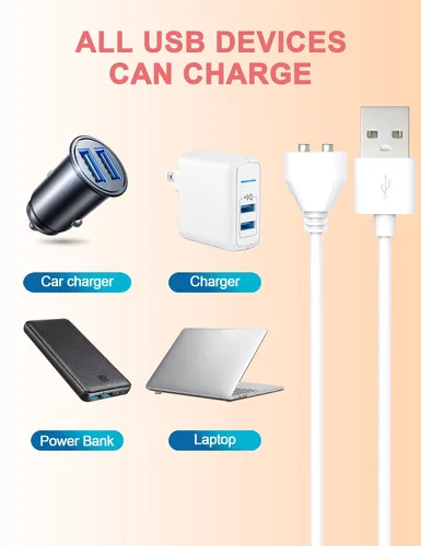 Miniatura 6 de Cable de carga magnético USB CC de 2.6 pies para masajeadores, juguetes recargables, cepillos de dientes eléctricos, relojes, entrenador de perros