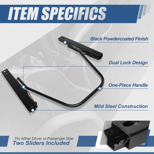 Miniatura 2 de Auto Dynasty Deslizadores de asiento, universal para asiento delantero de carreras, asiento de carreras, deslizador de doble bloqueo, lado
