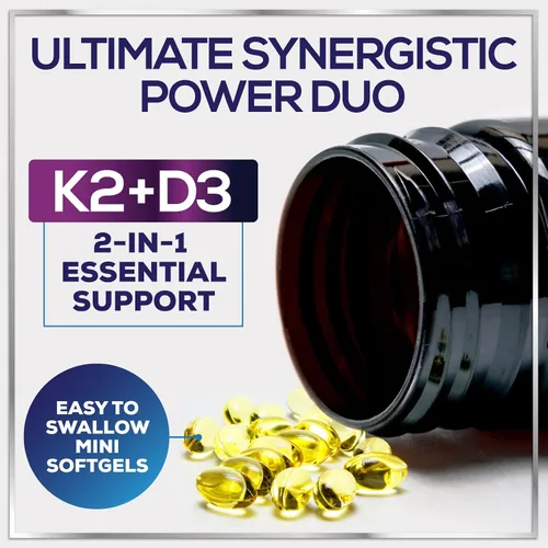 Miniatura 3 de Vitamina D con K2 (MK-7) – Vitamina D3 5000IU (125 mcg) por porción – Suplemento complejo D3K2 para huesos, dientes, músculos, absorción de calcio