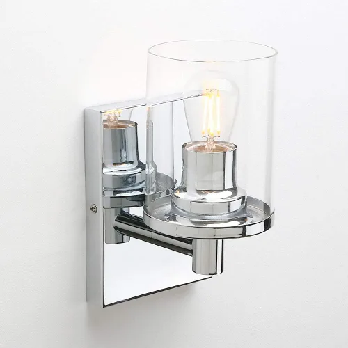 Miniatura 3 de Pathson Juego de 2 apliques de pared cableados, luces de tocador de pared de baño con vidrio transparente y base E26, accesorios de montaje en pared