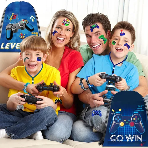 Miniatura 2 de 122 piezas de recuerdos de fiesta de videojuegos, recuerdos de fiesta de jugadores para niños, incluye bolsas con cordón de fiesta de videojuegos