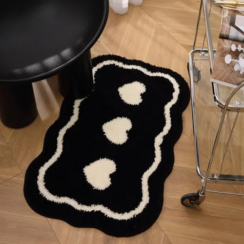 Alfombras de baño pequeñas ultra suaves, absorbentes de agua, antideslizantes, con bonitos corazones, de lujo, lavables, para cocina, puerta,