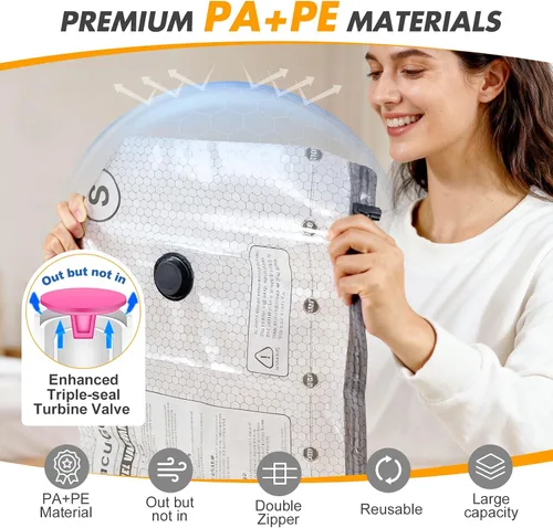 Miniatura 5 de Travel Vacuum Storage Bags with Pump, Carry-on Luggage Compression Bags + Portable Electric Pump, 80% Space Saver for Clothes, Vacuum Seal Bags for