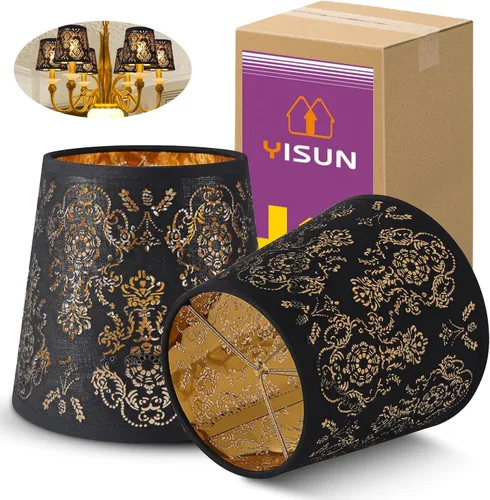 Miniatura 8 de YISUN Juego de 6 Pantallas para Lámpara, Pantallas para Lámpara de Araña 5.9" x 5.5" x 4.3", Pantalla con Clip, Lino Hecho a Mano para Dormitorio