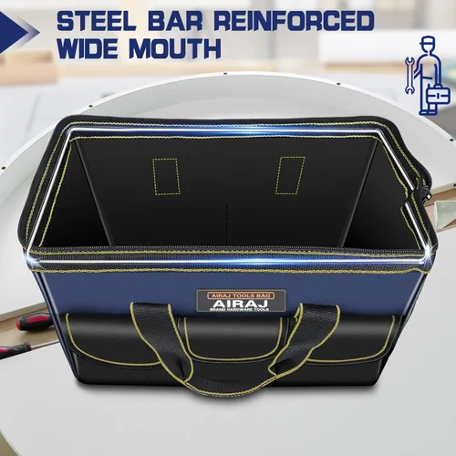 Miniatura 5 de AIRAJ - Juego de 2 bolsas de herramientas Bolsa de almacenamiento de herramientas portátil de 18 y 14 pulgadas Bolsas de herramientas de boca