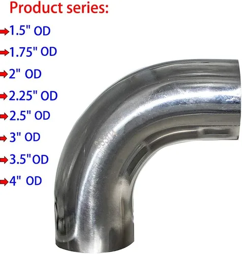 Miniatura 7 de Codo de Mandril de 90 Grados de Acero Inoxidable de 2" - Pared 16GA/.065" - Tramo de 1.5" - Tubería de Codo de Escape de Acero Inoxidable SS304