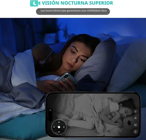 Miniatura 4 de Cámara para interiores, cámara de seguridad HD 3K para interiores, cámara para mascotas con inclinación panorámica de 360°, audio bidireccional