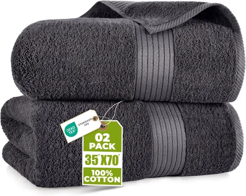 Utopia Towels Sábanas de Baño Extra Grandes Paquete de 2, 35 por 70 Pulgadas, 100% Algodón Altamente Absorbente y Secado Rápido Toalla de Baño para
